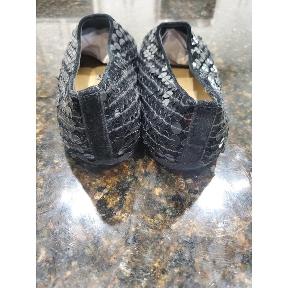 Julian Gold Women's Black Slip on Closed Toe Sequin Flats Shoes Size 8.5 - Picture 7 of 10